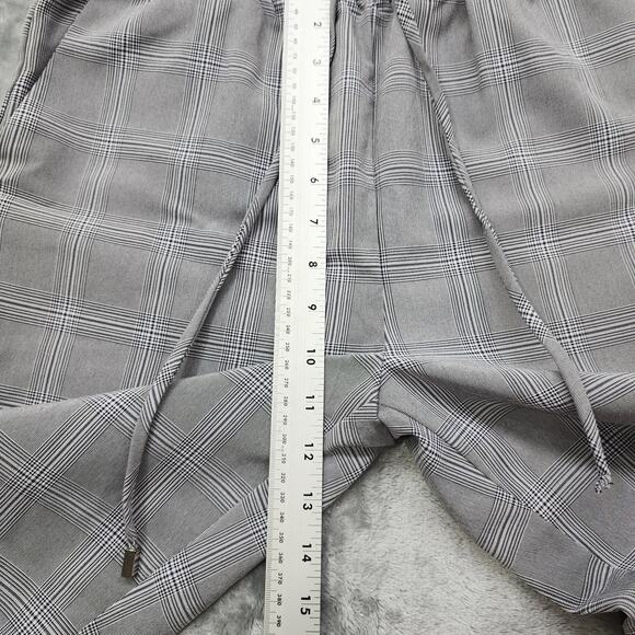 Essue Pants Womens M Black White Plaid Pull On Tapered Ankle Drawstring Preppy - Picture 9 of 12